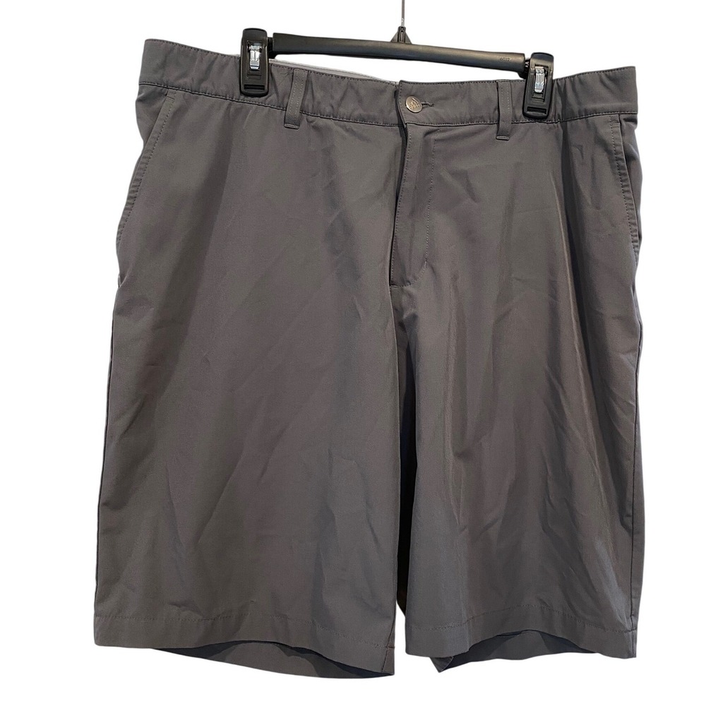 Adidas‎ Golf Shorts Mens Size 38 Gray Performance Stretch Flat Front Athletic
